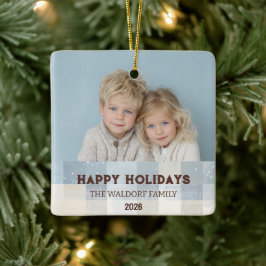 Eleganter Weihnachtsbaumanhänger mit Familienfoto Keramikornament