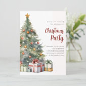 Eleganter Weihnachtsbaumurlaub Einladung (Stehend Vorderseite)