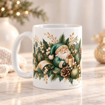 Eleganter Weihnachtsbotanik-Mug – Türkiser Weihnac