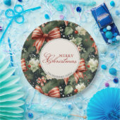 Eleganter Weihnachtscheer Candy Cane Bows Custom Pappteller (Party)