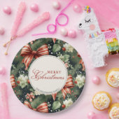 Eleganter Weihnachtscheer Candy Cane Bows Custom Pappteller (Party)