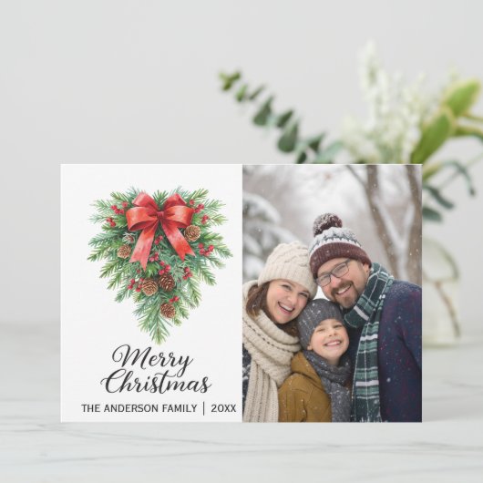 Eleganter Weihnachtsfeiertag Feiertagskarte (Stehend Vorderseite)