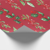 Eleganter Weihnachtsfeiertag Holly Berries Geschenkpapier (Ecke)