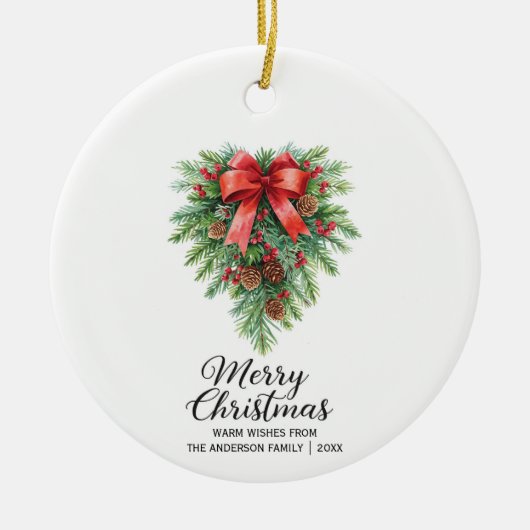 Eleganter Weihnachtsfeiertag Keramik Ornament (Vorne)