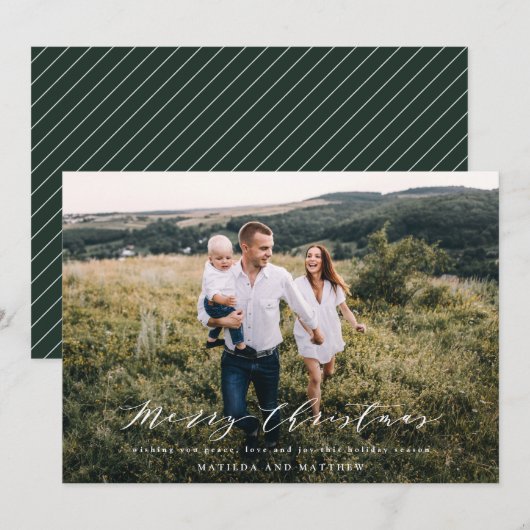 Eleganter Weihnachtsfeiertag mit minimalem Foto Feiertagskarte (Vorne/Hinten)