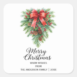 Eleganter Weihnachtsfeiertag Quadratischer Aufkleber
