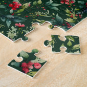 Eleganter Weihnachtsfest Botanischer Winter Robin Puzzle (Seite)