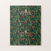 Eleganter Weihnachtsfest Botanischer Winter Robin  Puzzle (Vertikal)