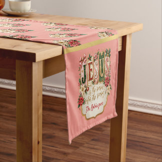 Eleganter Weihnachtsfestlicher Rosa Kurzer Tischläufer