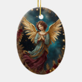 Eleganter Weihnachtsgel Keramik Ornament (Hinten)