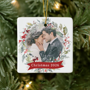 Eleganter Weihnachtsgirlande Hochzeit Keramikornament