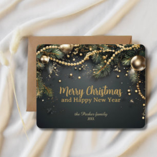 Eleganter Weihnachtsgirlande Luxuriös Nicht Foto Feiertagskarte