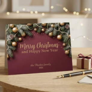 Eleganter Weihnachtsgirlande Luxuriös Nicht Foto Feiertagskarte