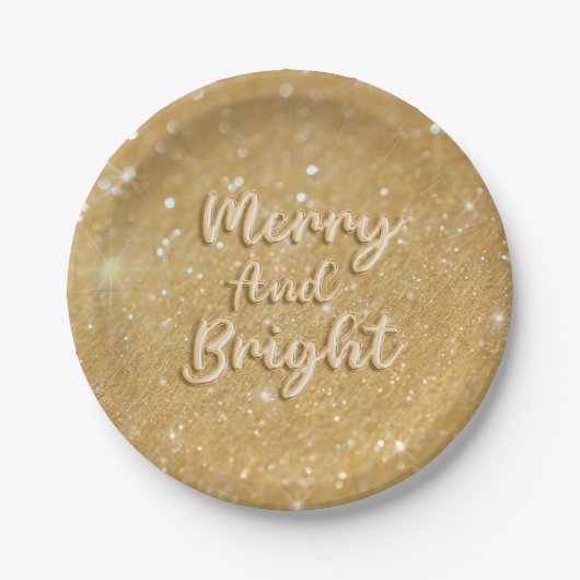 Eleganter Weihnachtsgold-Glitzer Pappteller (Vorderseite)