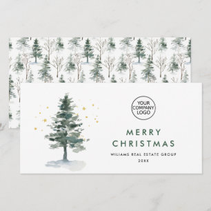 Eleganter Weihnachtsgruß der Firma mit Kiefernbaum Feiertagskarte
