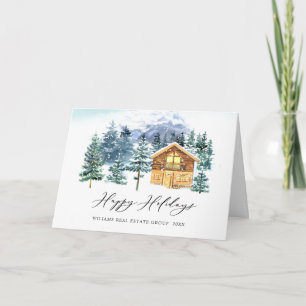 Eleganter Weihnachtsgruß der Firma mit Kiefernbaum Feiertagskarte