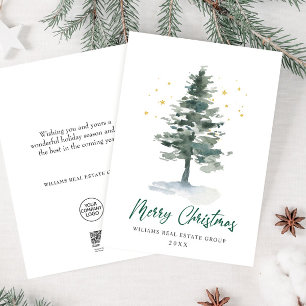 Eleganter Weihnachtsgruß der Firma mit Kiefernbaum Feiertagskarte
