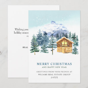 Eleganter Weihnachtsgruß der Firma mit Kiefernbaum Feiertagskarte