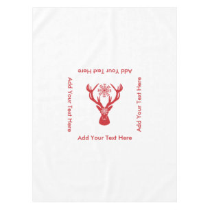 Eleganter Weihnachtshirsch-rote und weiße Rotwild Tischdecke