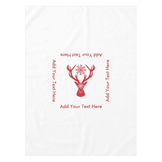 Eleganter Weihnachtshirsch-rote und weiße Rotwild Tischdecke (Vorderseite)