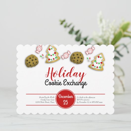Eleganter Weihnachtskochtausch Einladung (Stehend Vorderseite)