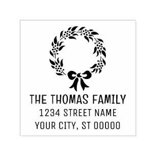 Eleganter Weihnachtskranz #10 Name Rücksendeadress Permastempel