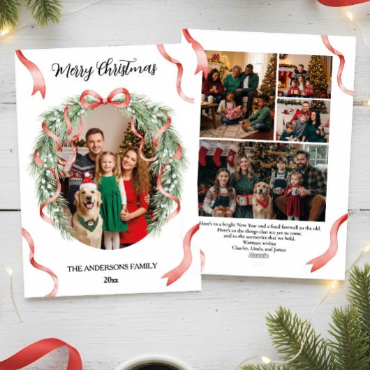 Eleganter Weihnachtskranz-Bogen mit individuellem  Feiertagskarte