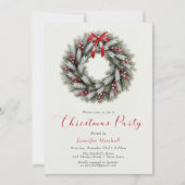 Eleganter Weihnachtskranz Feierparty Einladung (Vorderseite)