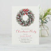 Eleganter Weihnachtskranz Feierparty Einladung (Stehend Vorderseite)
