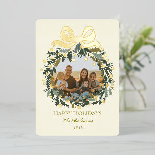 Eleganter Weihnachtskranz Feiertagsfoto Folien Feiertagskarte