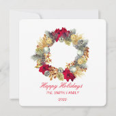 Eleganter Weihnachtskranz Feiertagskarte (Vorderseite)