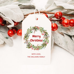 Eleganter Weihnachtskranz Geschenkanhänger
