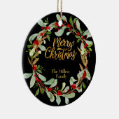 Eleganter Weihnachtskranz - individualisierbarer N Keramik Ornament (Rechts)