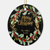 Eleganter Weihnachtskranz - individualisierbarer N Keramik Ornament (Links)