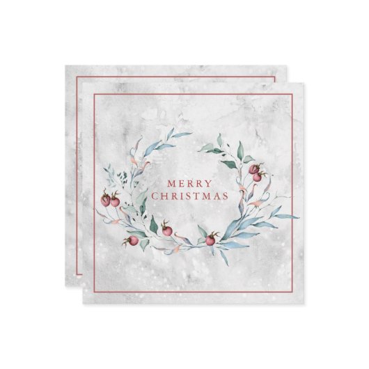 Eleganter Weihnachtskranz Karte (Vorderseite/Rückseite Beispiel)