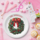 Eleganter Weihnachtskranz mit individuellem Namen Pappteller (Party)