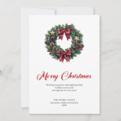 Eleganter Weihnachtskranz mit Kiefernzapfen Karte (Vorderseite)