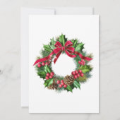 Eleganter Weihnachtskranz mit Red Bow, Holly & But Einladung (Rückseite)