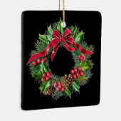 Eleganter Weihnachtskranz mit Red Bow, Holly & But Keramikornament (Rechts)