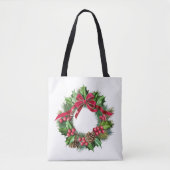 Eleganter Weihnachtskranz mit Red Bow, Holly & But Tasche (Vorderseite)
