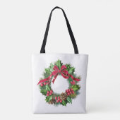 Eleganter Weihnachtskranz mit Red Bow, Holly & But Tasche (Rückseite)