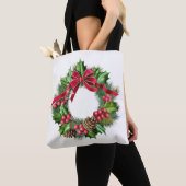 Eleganter Weihnachtskranz mit Red Bow, Holly & But Tasche (Von Nahem)