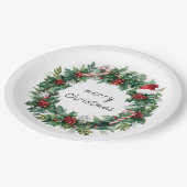 Eleganter Weihnachtskranz Papierplatten Pappteller (Schrägansicht)