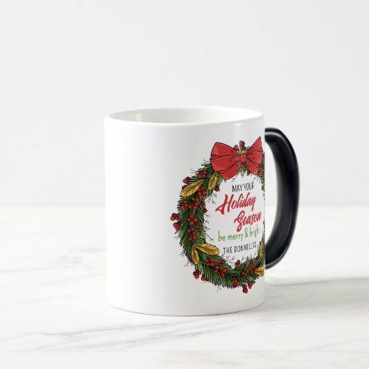 Eleganter Weihnachtskranz personalisieren Tasse (VorderseiteRechts)