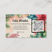 Eleganter Weihnachtskranz QR Code Begleitkarte (Vorderseite)