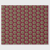 Eleganter Weihnachtskranz rot und grün Geschenkpapier (Flach)