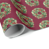 Eleganter Weihnachtskranz rot und grün Geschenkpapier (Rolleneckpunkt)