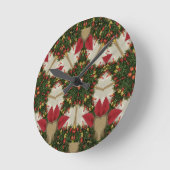 Eleganter WeihnachtsKranz-rotes grünes Runde Wanduhr (Winkel)
