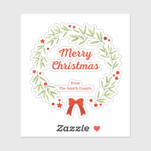 Eleganter Weihnachtskranz und Sterne Aufkleber (Blatt)