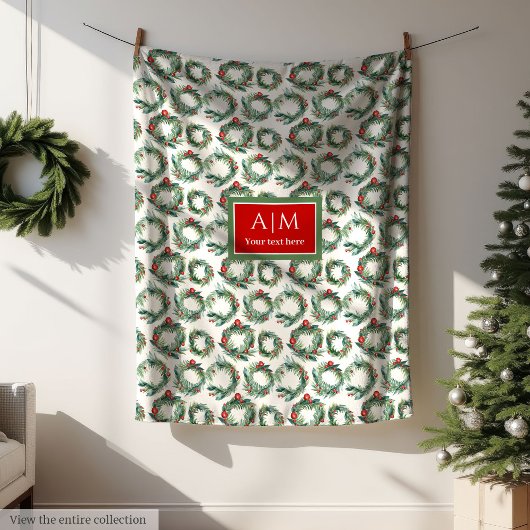 Eleganter Weihnachtskränze individuelle Name Fleecedecke
